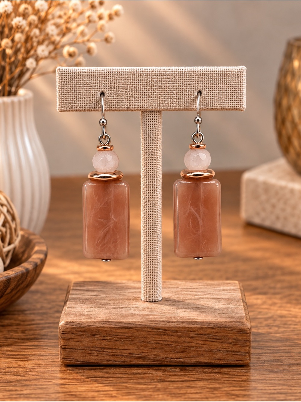 J. Jill Blush Pink & Rose Gold-Tone Beaded Drop Earrings (LR 222/2)